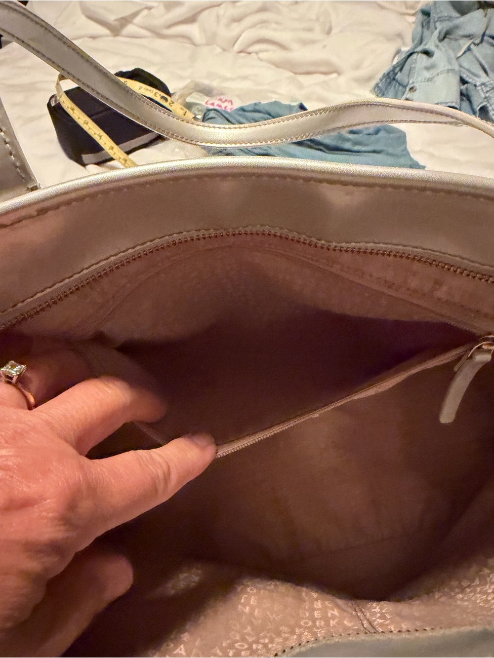 kate spade harmony Metallic Silver Perforated Leather Tote - Picture 11 of 13